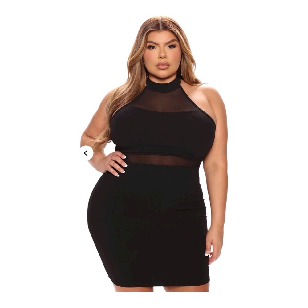 Fashion Nova Nights Out Mesh Mini Dress | Black | Size 1X
